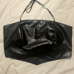 black leather crop top